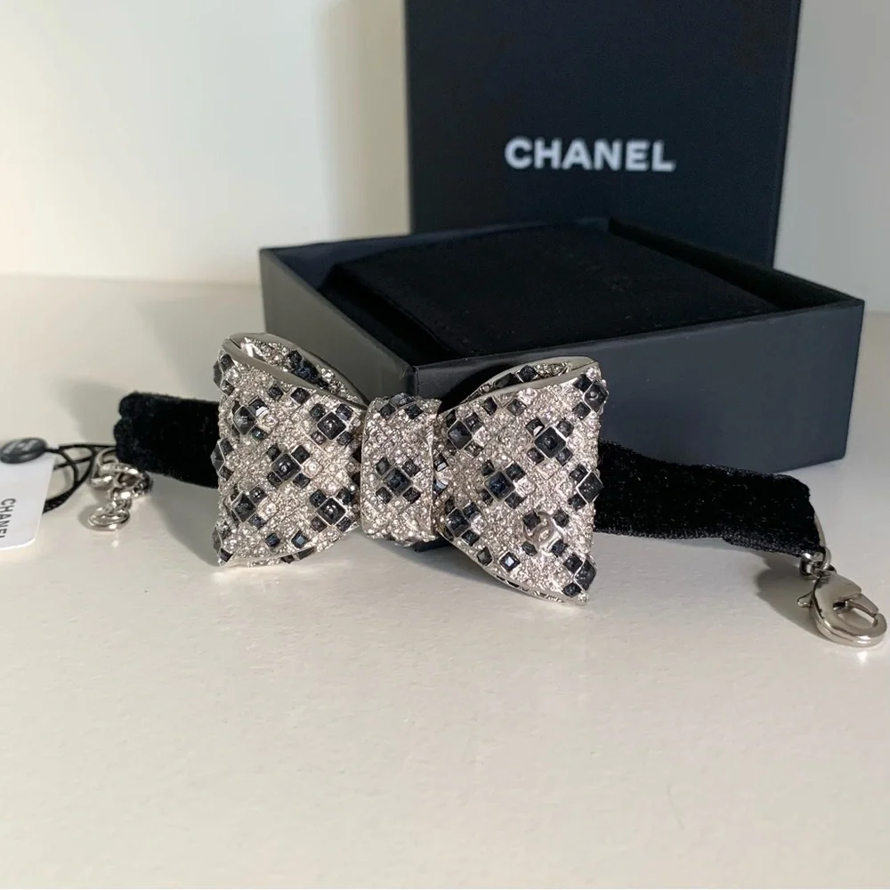 CHANEL Crystal Bow Bracelet